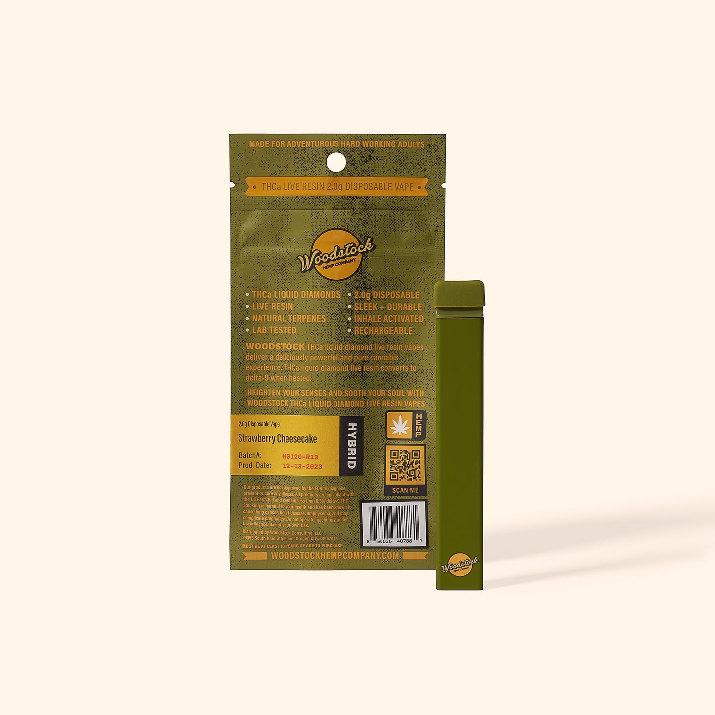 Woodstock Hemp Company THCa Liquid Diamond Live Resin 2.0g Disposable