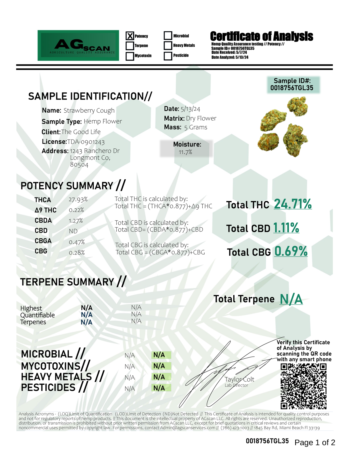 Legal Leaf Exotic THCA Flower: Strawberry Cough