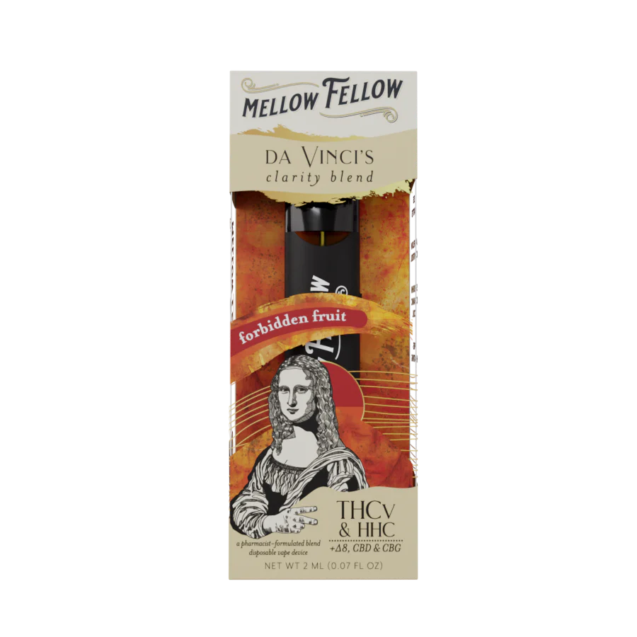 Mellow Fellow 2G da Vinci's Clarity Blend (Forbidden Fruit) - HHC, D8, CBD, CBG, THCv - 2ml Disposable Vape