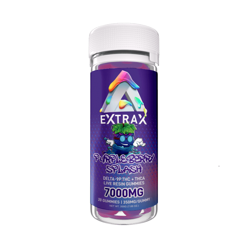 Extrax THC-A 7000mg gummies Purple Berry Splash Adios Blend