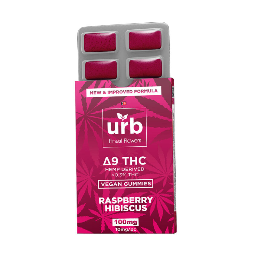 Urb 100mg D9 THC Vegan Gummies - Raspberry Hibiscus